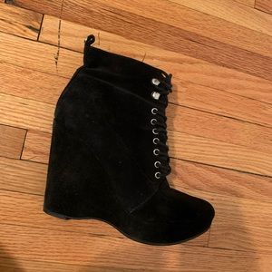 Michael Kors Black Suede Wedge Booties